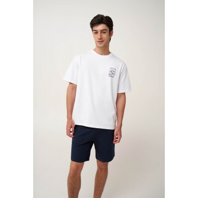 Ανδρική Βαμβακερή Μπλούζα με Τύπωμα WHITE (24800-WHITE)