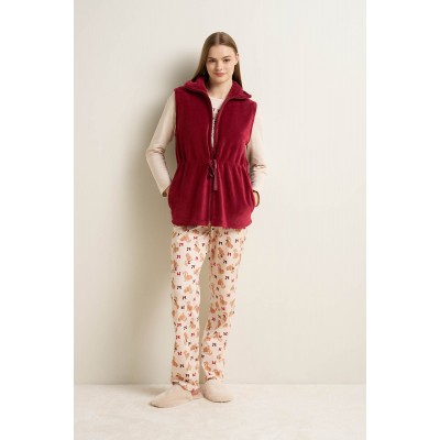 Γυναικείο Fleece Γιλέκο με Φερμουάρ RED KARANDA (25209-RED KARANDA)