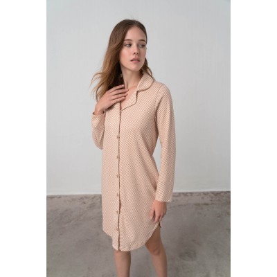 Kαρό Κουμπωτό Νυχτικό MOKA COFFEE (17493-MOKA COFFEE)