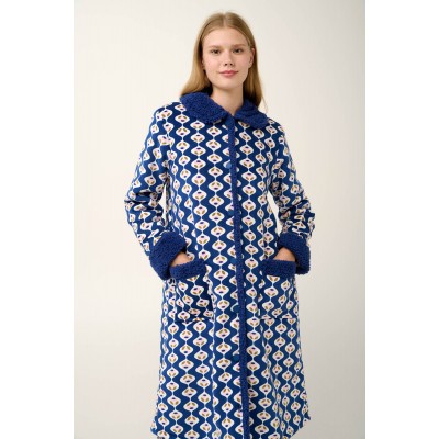 Μακριά Γυναικεία Ρόμπα Fleece με Κουμπιά BLUE PRINT (21416-BLUE PRINT)