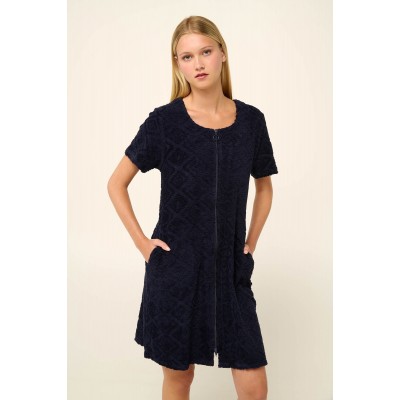 Μονόχρωμο Frottee Φόρεμα Θαλάσσης με Φερμουάρ BLUE (22534-BLUE)