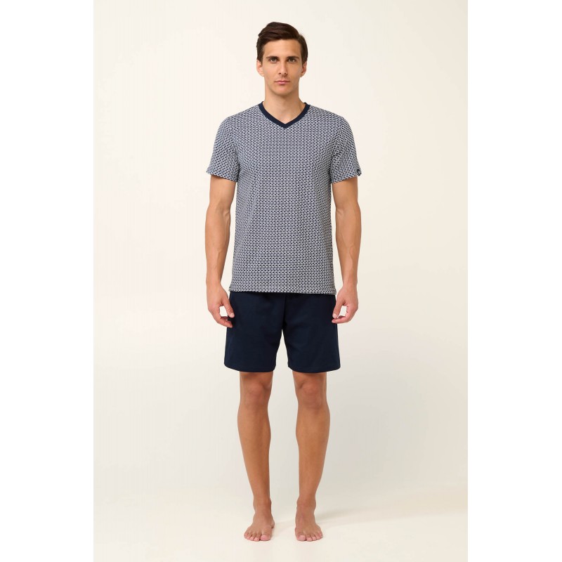 Βαμβακερή Ανδρική Πυτζάμα με V Λαιμόκοψη BLUE (22670-BLUE) Βαμβακερή Ανδρική Πυτζάμα με V Λαιμόκοψη BLUE (22670-BLUE)