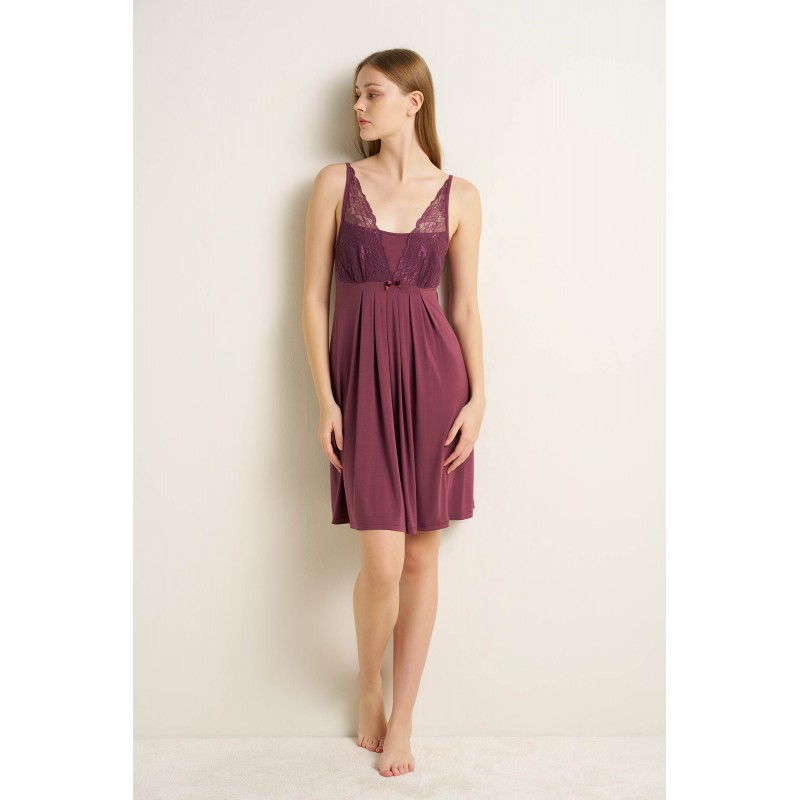 Micromodal Νυχτικό με Δαντέλα MAUVE MISTY (25075-MAUVE MISTY) Micromodal Νυχτικό με Δαντέλα MAUVE MISTY (25075-MAUVE MISTY)
