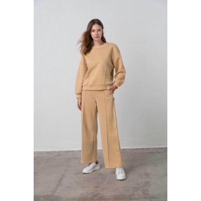 Γυναικεία Μονόχρωμη Φούτερ Φόρμα BEIGE (25991-BEIGE)