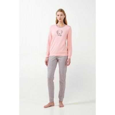 Βαμβακερή Πυτζάμα με Μανσέτες PINK PEACH (21493-PINK PEACH)