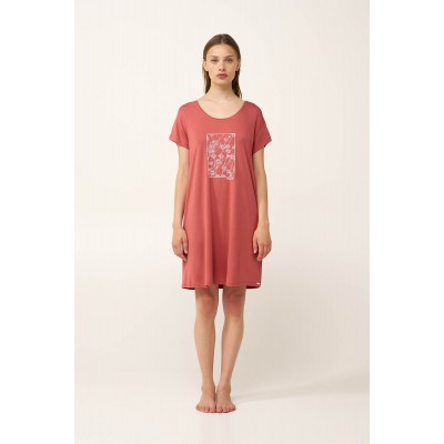 Νυχτικό Micromodal με Κοντό Μανίκι PINK CEDAR (24026-PINK CEDAR)