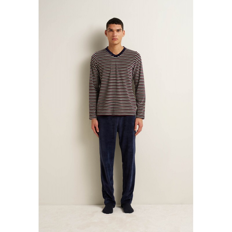 Ανδρική Velvet Πυτζάμα με V BLUE BLAZER (25690-BLUE BLAZER) Ανδρική Velvet Πυτζάμα με V BLUE BLAZER (25690-BLUE BLAZER)