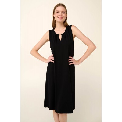 Μονόχρωμο Αμάνικο Καλοκαιρινό Φόρεμα BLACK (22513-BLACK)