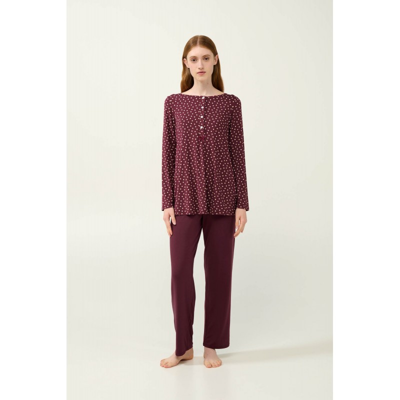 Γυναικεία Πουά Πυτζάμα Micromodal με Πατιλέτα RED WINDSOR (23030-RED WINDSOR)