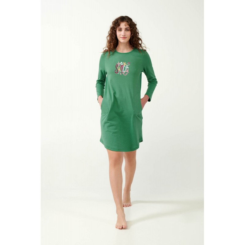 Νυχτικό Interlock με Patchwork Τσέπες GREEN BARLEY (21373-GREEN BARLEY) Νυχτικό Interlock με Patchwork Τσέπες GREEN BARLEY (21373-GREEN BARLEY)