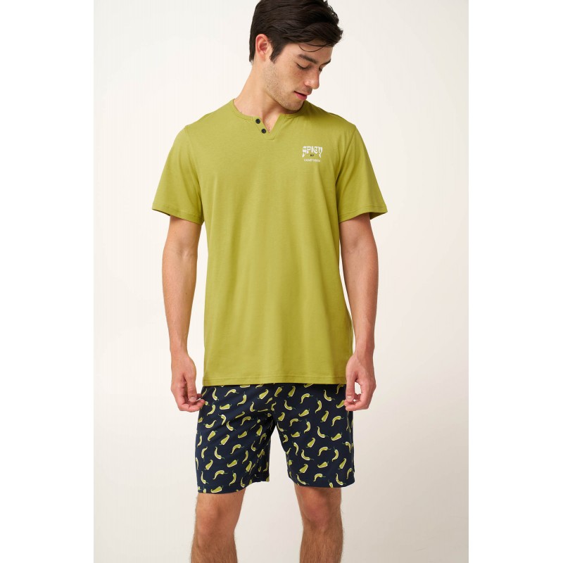 Βαμβακερή Spicy Ανδρική Πυτζάμα GREEN PALM (24651-GREEN PALM) Βαμβακερή Spicy Ανδρική Πυτζάμα GREEN PALM (24651-GREEN PALM)