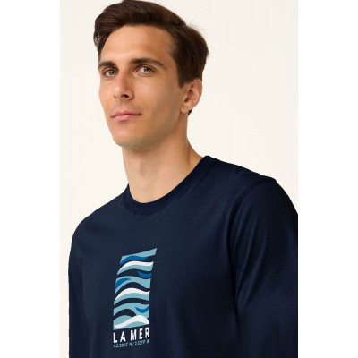 Βαμβακερή Ανδρική Πυτζάμα με Μανσέτες BLUE (23904-BLUE)