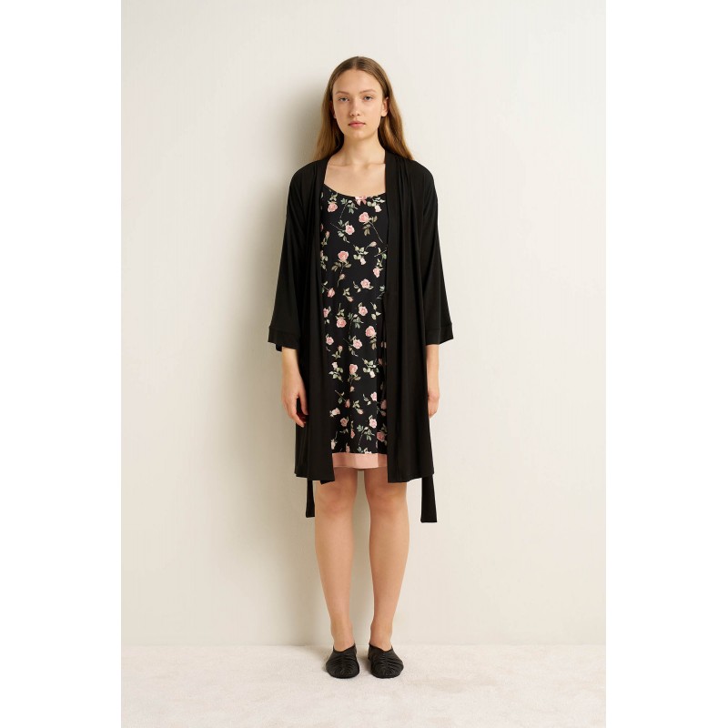 Γυναικεία Σταυρωτή Ρόμπα Micromodal BLACK (25007-BLACK)
