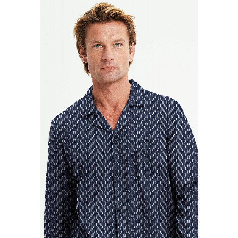Ανδρική Βαμβακερή Κουμπωτή Πυτζάμα BLUE (23676-BLUE) Ανδρική Βαμβακερή Κουμπωτή Πυτζάμα BLUE (23676-BLUE)