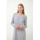 Εμπριμέ Interlock Νυχτικό με Πιέτα LIGHT GRAY (21456-LIGHT GRAY)