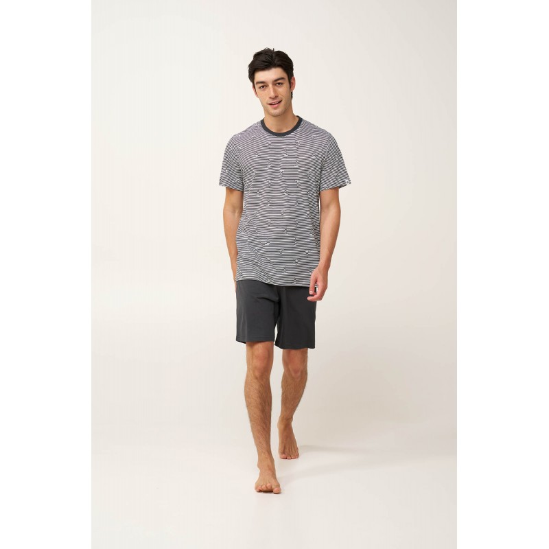 Ανδρική Καλοκαιρινή Πυτζάμα με Ρίγες DARK GRAY (24671-DARK GRAY) Ανδρική Καλοκαιρινή Πυτζάμα με Ρίγες DARK GRAY (24671-DARK GRAY)