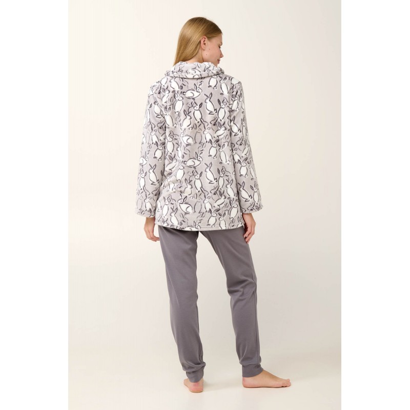 Κοντή Fleece Ρόμπα με Κουμπιά LIGHT GRAY (21458-LIGHT GRAY)