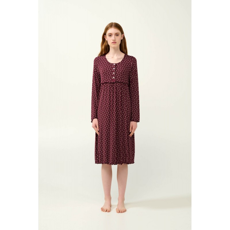 Micromodal Πουά Νυχτικό Εγκυμοσύνης και Θηλασμού RED WINDSOR (23031-RED WINDSOR)