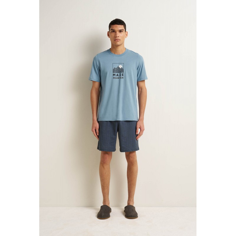 Ανδρική Βαμβακερή Κοντή Πυτζάμα BLUE SHADOW (25644-BLUE SHADOW) Ανδρική Βαμβακερή Κοντή Πυτζάμα BLUE SHADOW (25644-BLUE SHADOW)