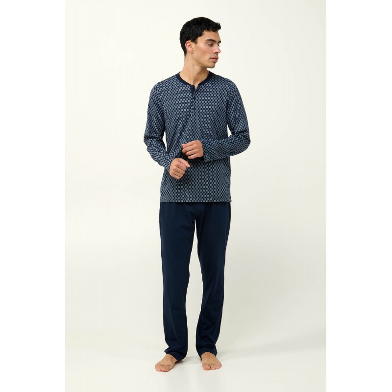 Ανδρική Βαμβακερή Πυτζάμα με Πατιλέτα BLUE (23670-BLUE) Ανδρική Βαμβακερή Πυτζάμα με Πατιλέτα BLUE (23670-BLUE)