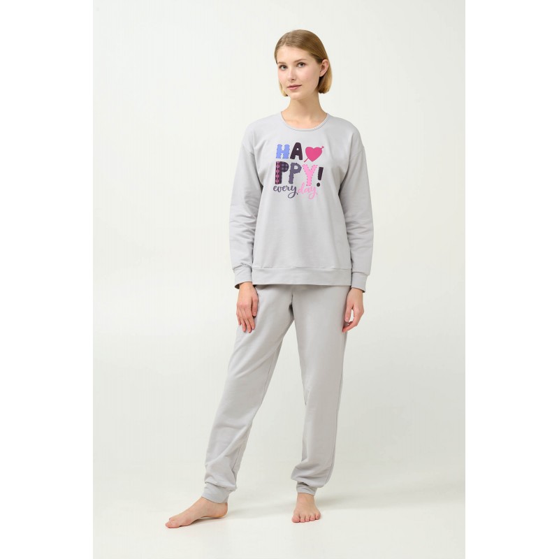 Χειμερινή Γυναικεία Πυτζάμα με Μανσέτες GRAY SILVER (21969-GRAY SILVER)