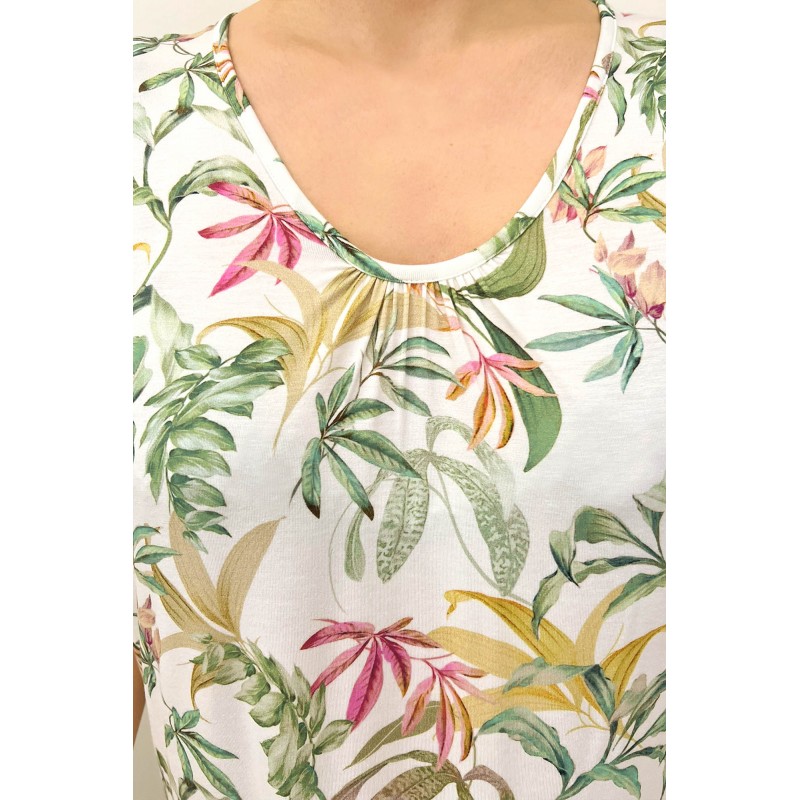 Botanical Micromodal Νυχτικό με Σούρες GREEN LODEN (24157-GREEN LODEN)