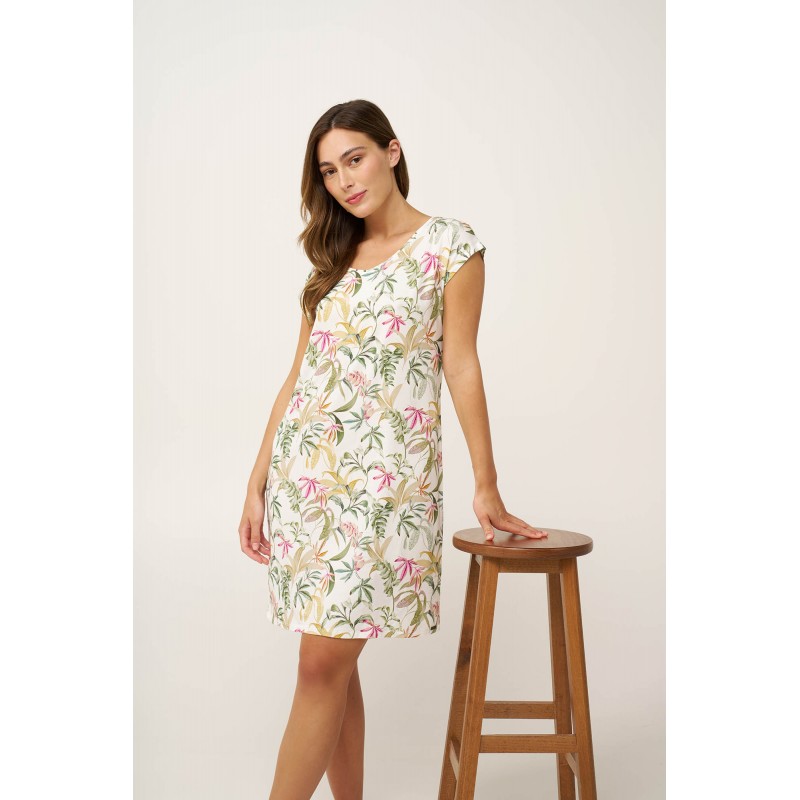 Micromodal Νυχτικό με Botanical Print GREEN LODEN (24151-GREEN LODEN)