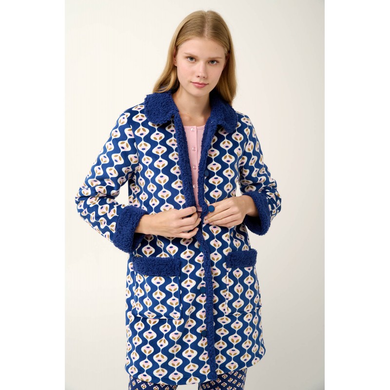 Γυναικεία Ρόμπα Fleece με Κουμπιά BLUE PRINT (21415-BLUE PRINT)