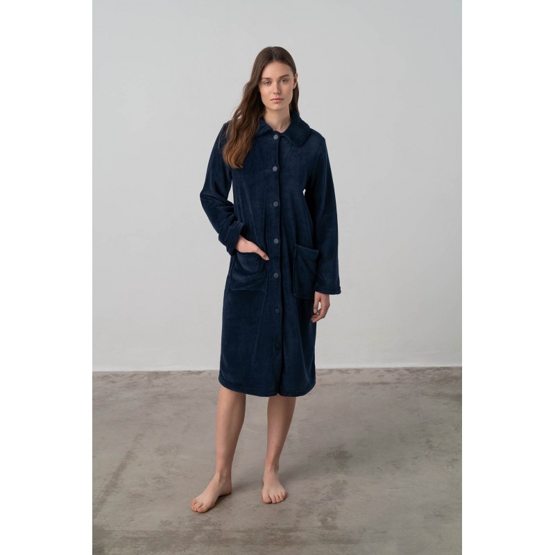 Μονόχρωμη Κουμπωτή Ρόμπα BLUE COSMO (17583-BLUE COSMO)