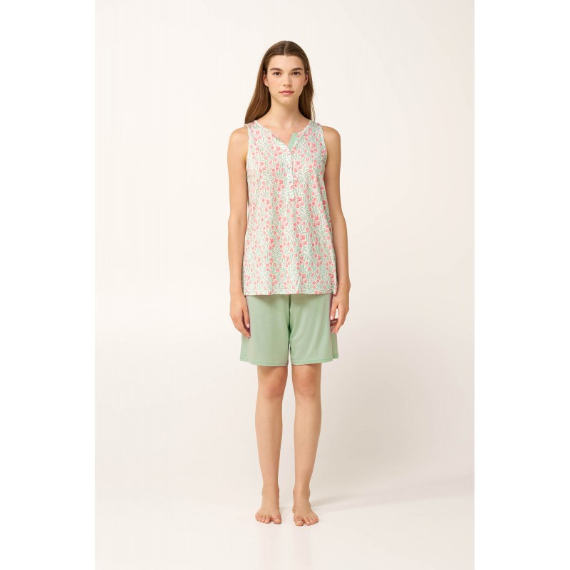 Γυναικεία Cotton-Modal Πυτζάμα με Πατιλέτα MINT GRAY (24074-MINT GRAY)