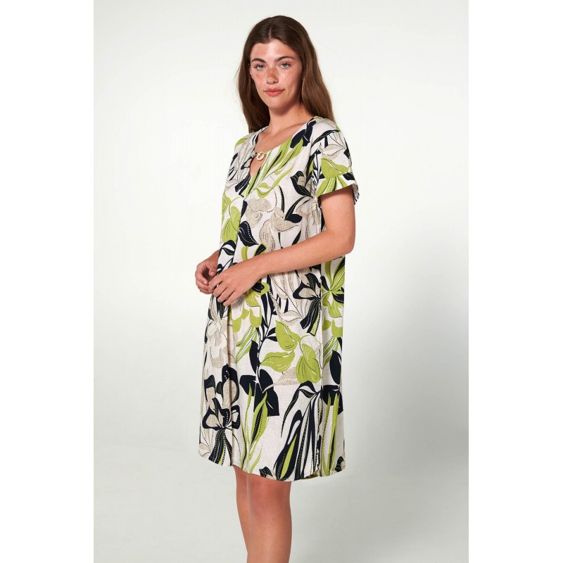 Φόρεμα με Κοντό Μανίκι BEIGE SOLEIL (20413-BEIGE SOLEIL)