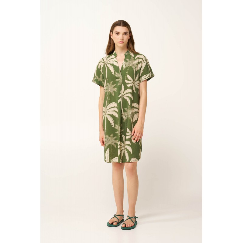 Καλοκαιρινό Tropic Φόρεμα με V GREEN TREETOP (24446-GREEN TREETOP)
