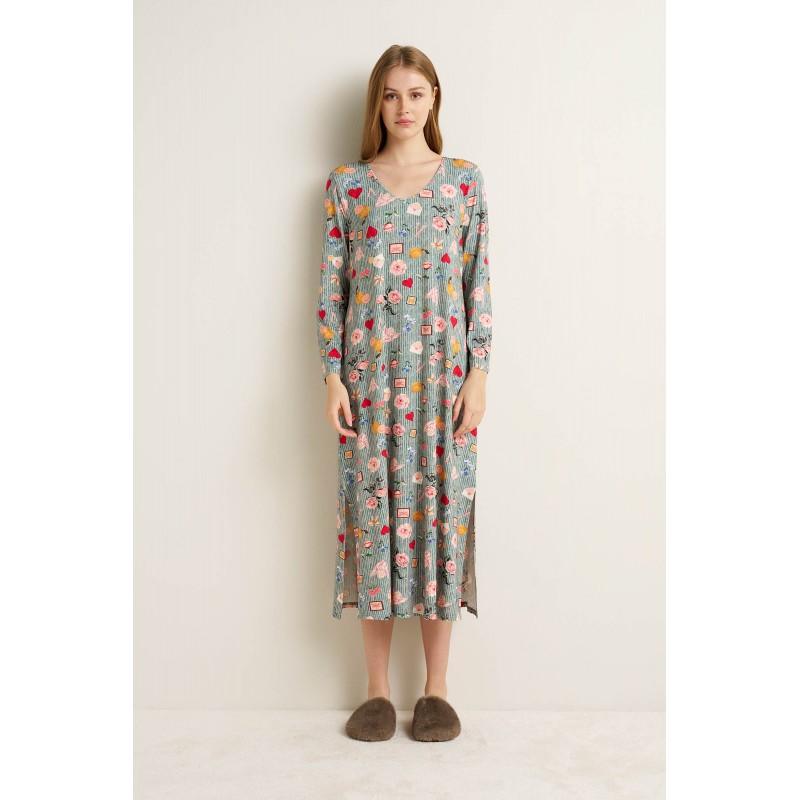 Μακρύ Νυχτικό Viscose με Μακριά Μανίκια BLUE MATCHA (25026-BLUE MATCHA) Μακρύ Νυχτικό Viscose με Μακριά Μανίκια BLUE MATCHA (25026-BLUE MATCHA)