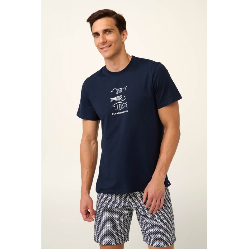 Βαμβακερή Ανδρική Πυτζάμα με Τύπωμα BLUE (22673-BLUE) Βαμβακερή Ανδρική Πυτζάμα με Τύπωμα BLUE (22673-BLUE)