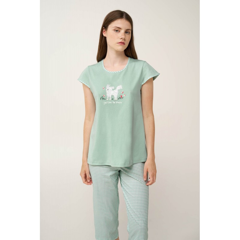 Γυναικεία Βαμβακερή Κάπρι Πυτζάμα GREEN HARBOR (24356-GREEN HARBOR)