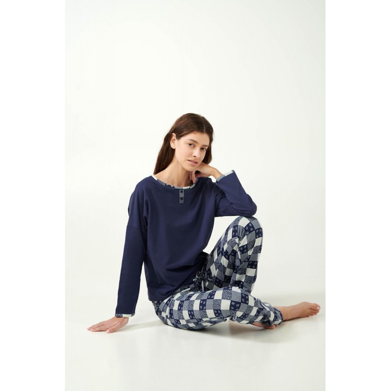 Πυτζάμα Φούτερ με Patchwork Μοτίβο BLUE PATRIOT (21433-BLUE PATRIOT) Πυτζάμα Φούτερ με Patchwork Μοτίβο BLUE PATRIOT (21433-BLUE PATRIOT)