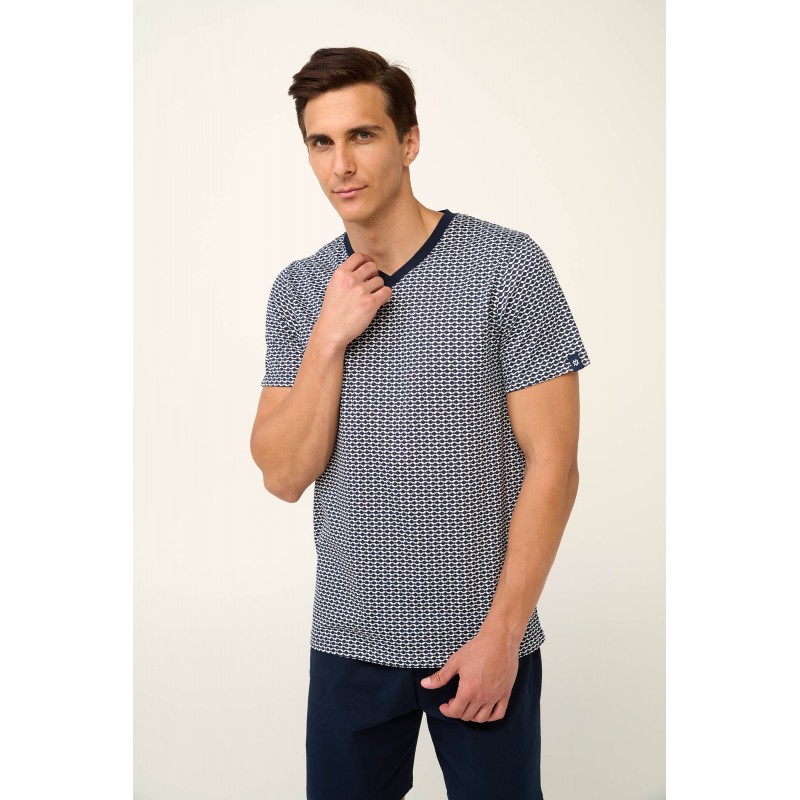 Βαμβακερή Ανδρική Πυτζάμα με V Λαιμόκοψη BLUE (22670-BLUE) Βαμβακερή Ανδρική Πυτζάμα με V Λαιμόκοψη BLUE (22670-BLUE)