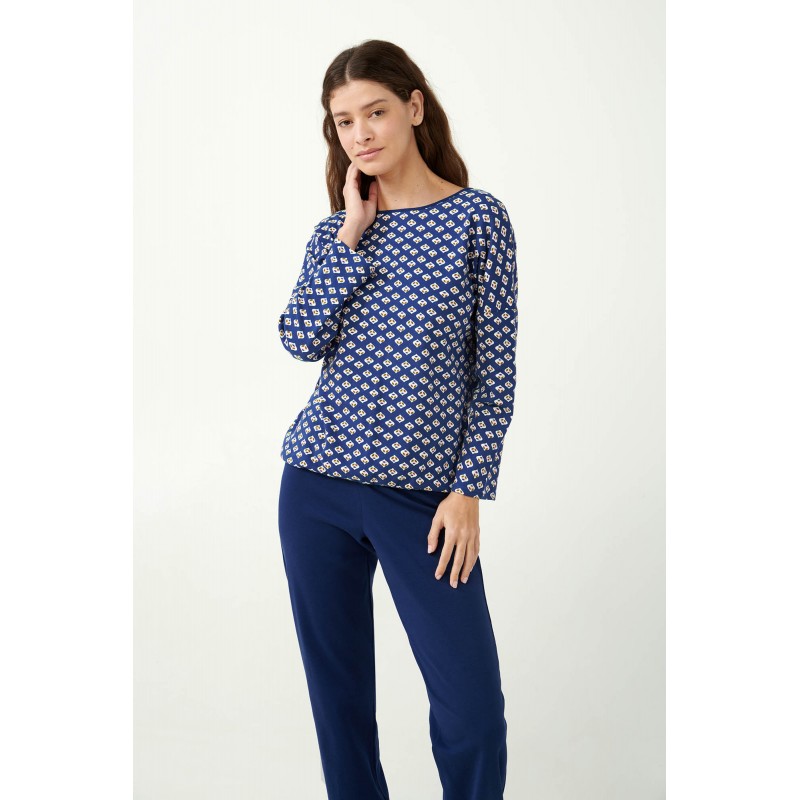 Interlock Πυτζάμα με Ρουστίκ Μοτίβο BLUE PRINT (21404-BLUE PRINT)
