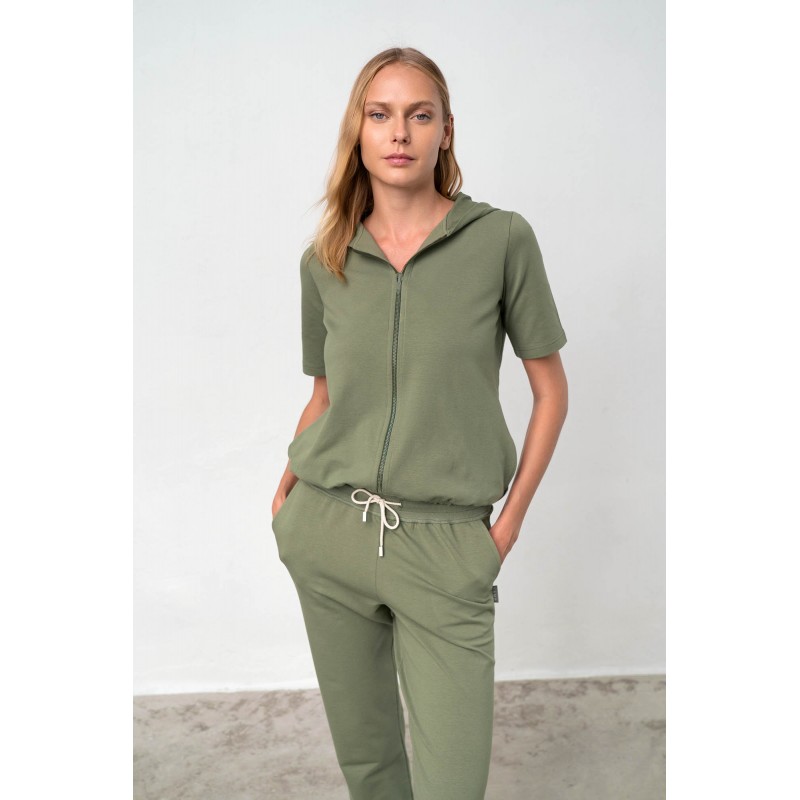 Μονόχρωμο Jacket με Φερμουάρ KHAKI (18344-KHAKI)