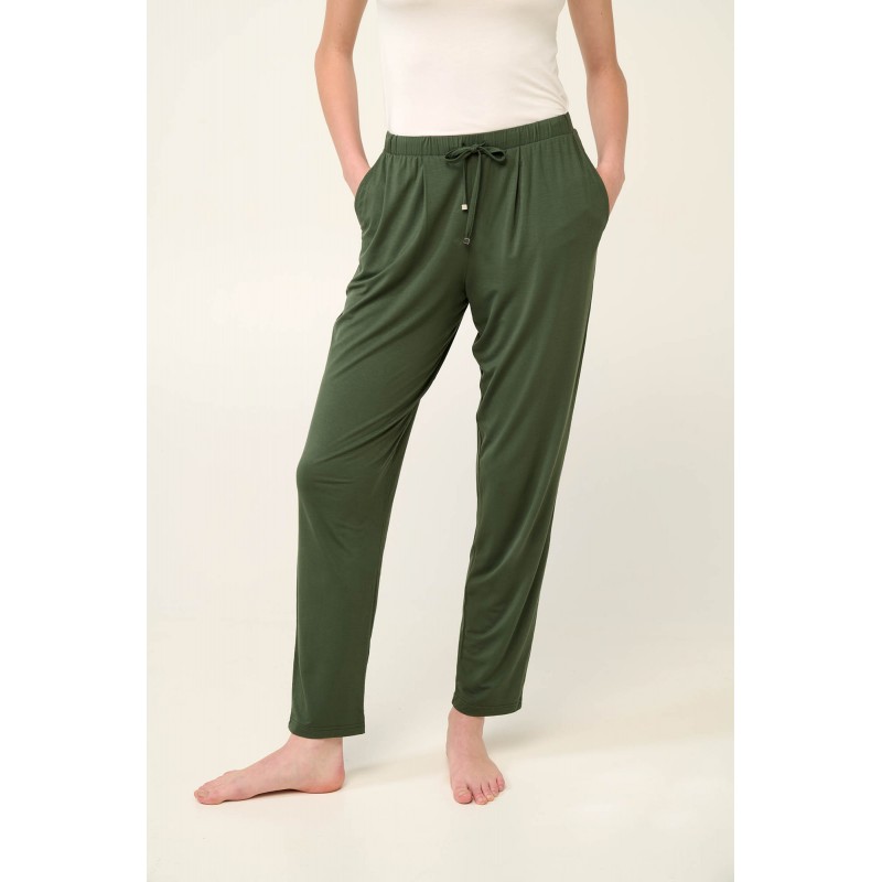 Μακρύ Γυναικείο Παντελόνι Viscose με Πιέτες GREEN IVY (22102-GREEN IVY)