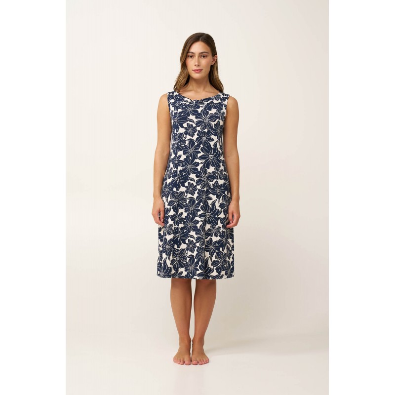 Micromodal Αμάνικο Φλοράλ Νυχτικό BLUE BLAZER (24104-BLUE BLAZER)