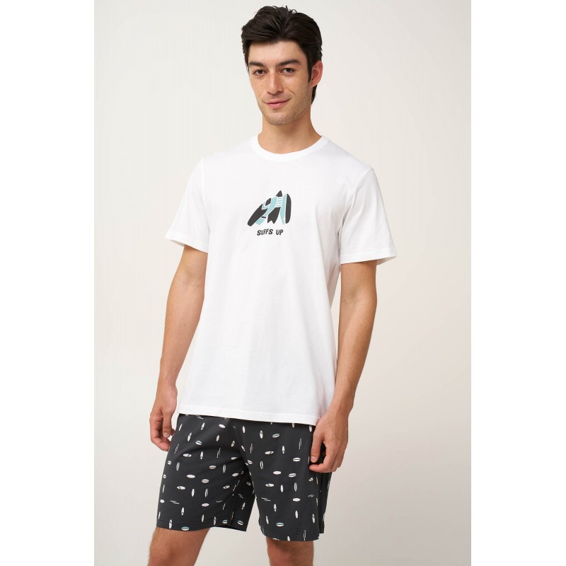 Ανδρική Surf Βαμβακερή Πυτζάμα WHITE (24690-WHITE) Ανδρική Surf Βαμβακερή Πυτζάμα WHITE (24690-WHITE)