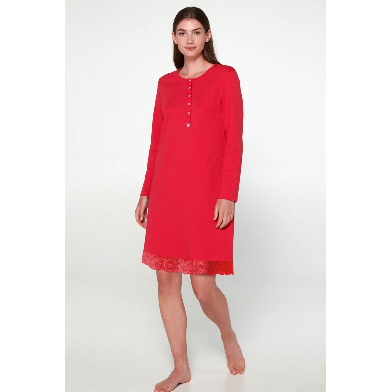 Βαμβακερό Χειμερινό Νυχτικό με Πατιλέτα RED BERRY (21935-RED BERRY)