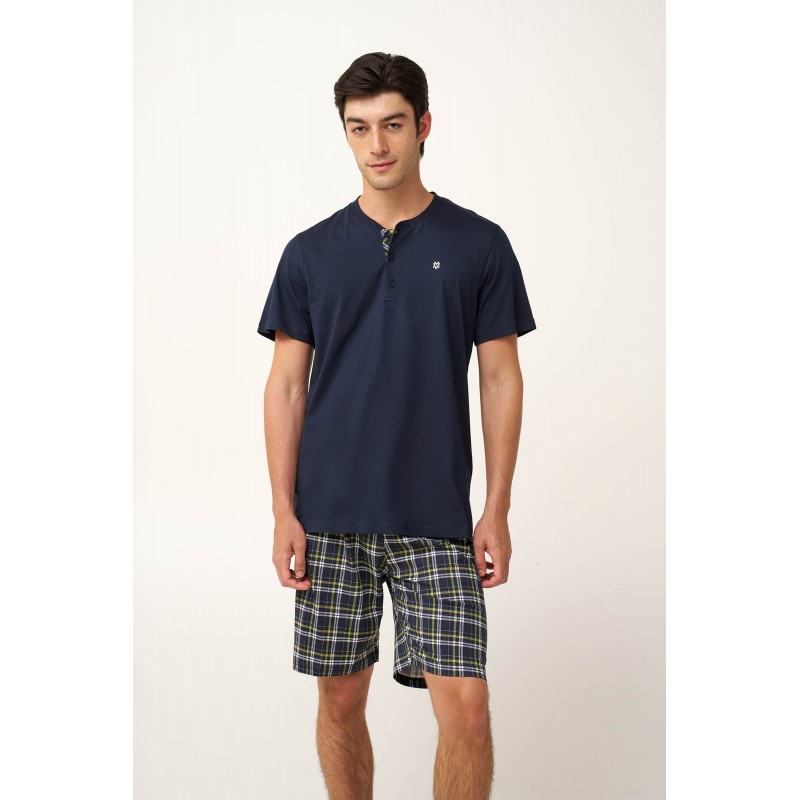 Ανδρική Βαμβακερή Πυτζάμα με Πατιλέτα BLUE (24661-BLUE) Ανδρική Βαμβακερή Πυτζάμα με Πατιλέτα BLUE (24661-BLUE)