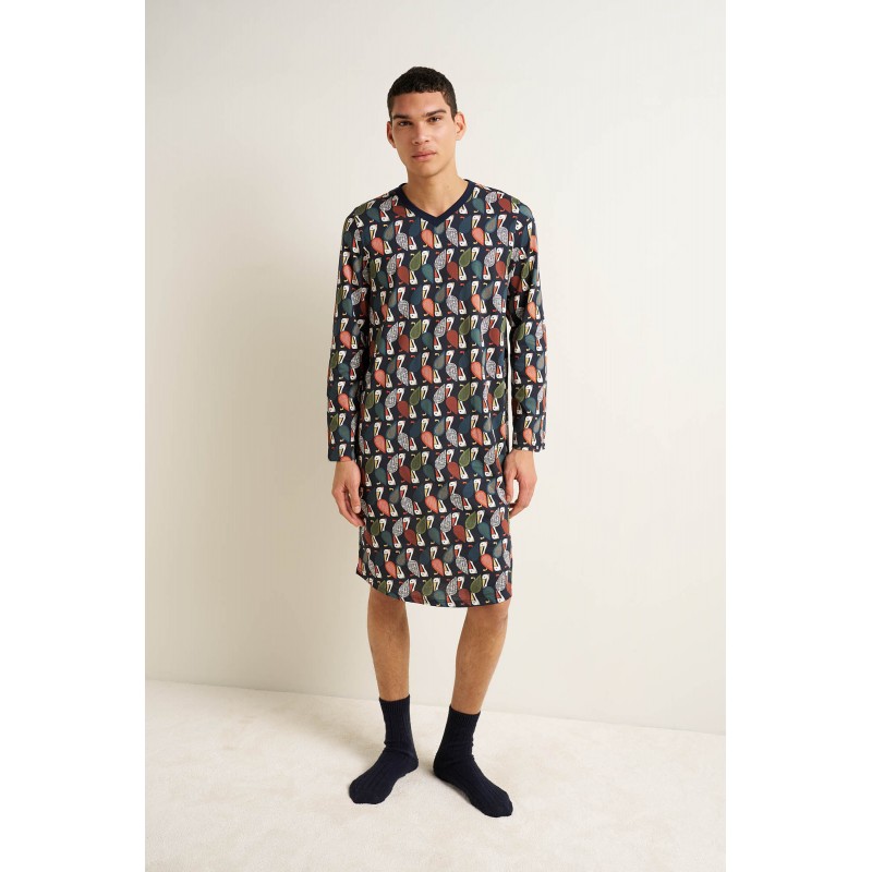 Ανδρικό Βαμβακερό Νυχτικό με V BLUE (25634-BLUE) Ανδρικό Βαμβακερό Νυχτικό με V BLUE (25634-BLUE)
