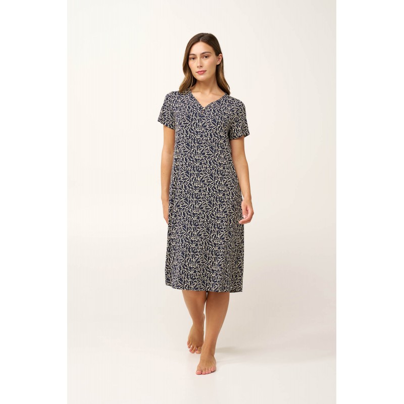 Micromodal Φλοράλ Νυχτικό με V BLUE BLAZER (24116-BLUE BLAZER)