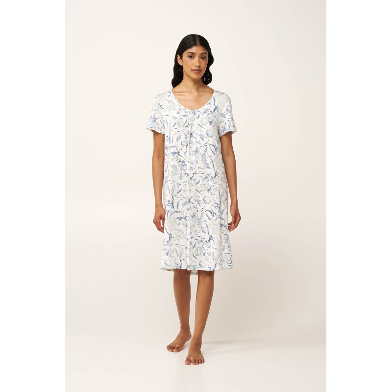 Micromodal Νυχτικό με Σούρες BLUE RAIN (24084-BLUE RAIN)