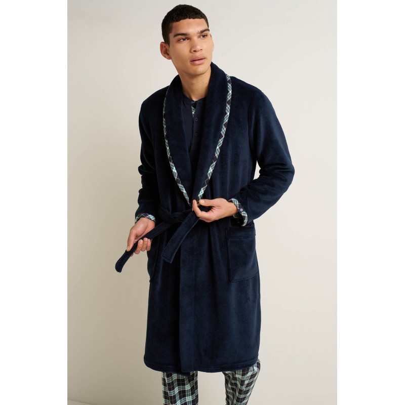 Ανδρική Fleece Σταυρωτή Μακριά Ρόμπα BLUE (25666-BLUE) Ανδρική Fleece Σταυρωτή Μακριά Ρόμπα BLUE (25666-BLUE)
