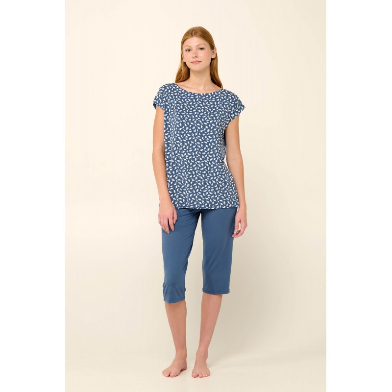 Γυναικεία Πυτζάμα Micromodal με Τύπωμα Κοχύλια BLUE RAF (22050-BLUE RAF)