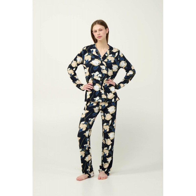 Κουμπωτή Γυναικεία Πυτζάμα Viscose BLUE (23113-BLUE) Κουμπωτή Γυναικεία Πυτζάμα Viscose BLUE (23113-BLUE)